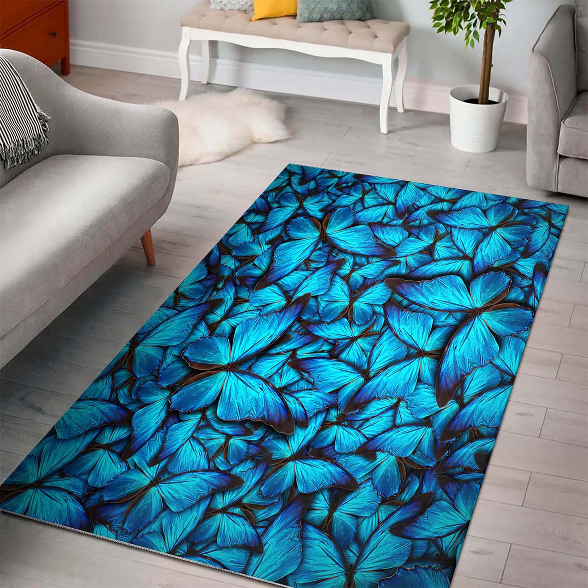 3d Blue Monarchs Sw0982 Teppich 3