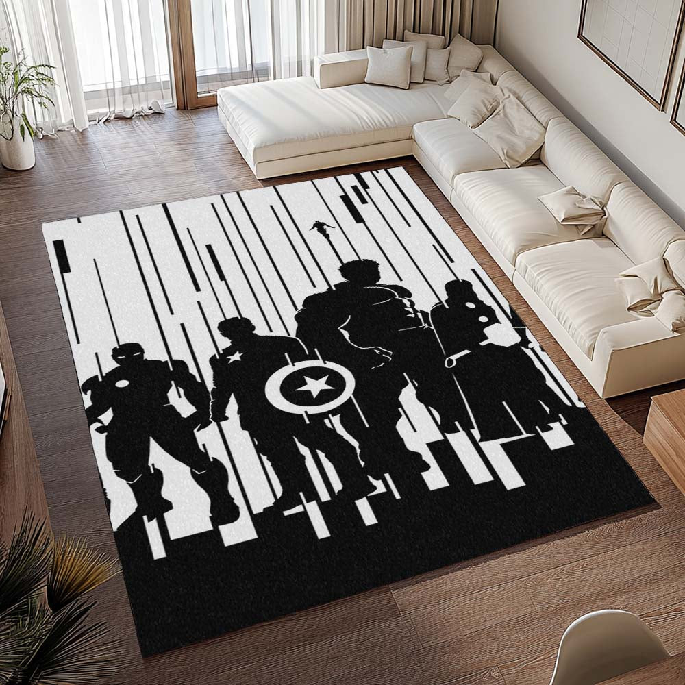 Schwarz-Weiß – Avengers – Marvel Teppich - TOK 2