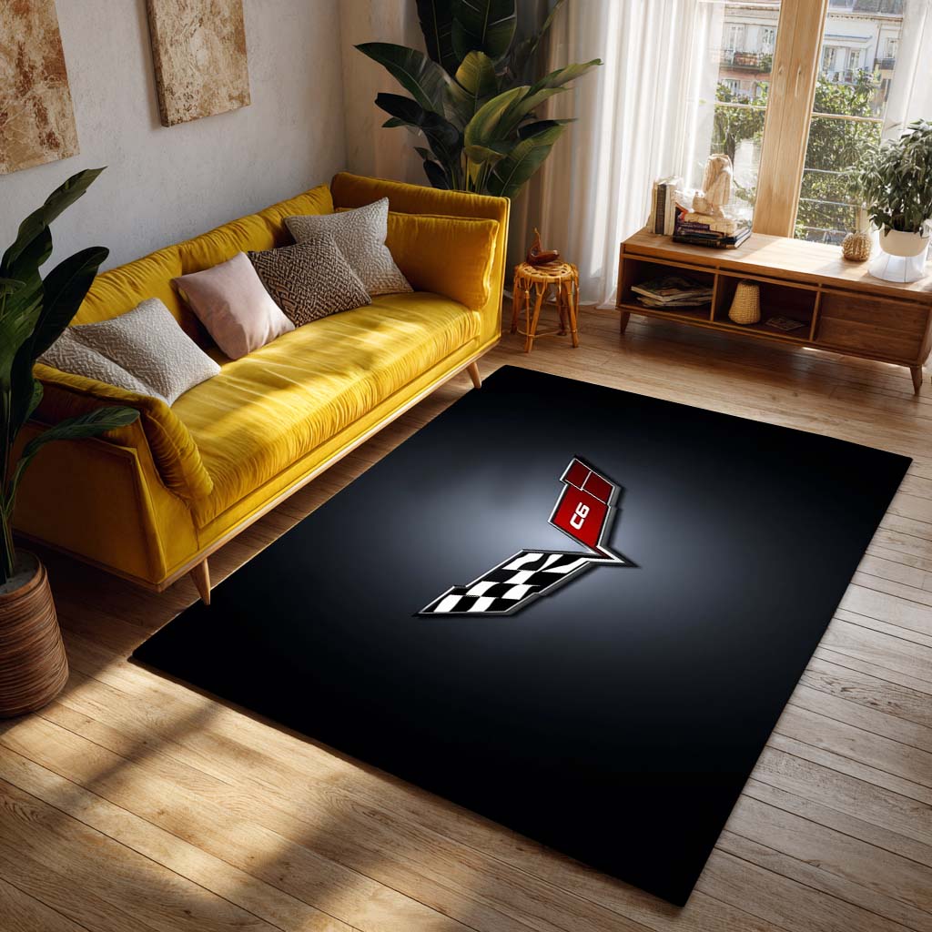 Corvette Dark Background Teppich - Teppich mit Automotiv-Motiv-2