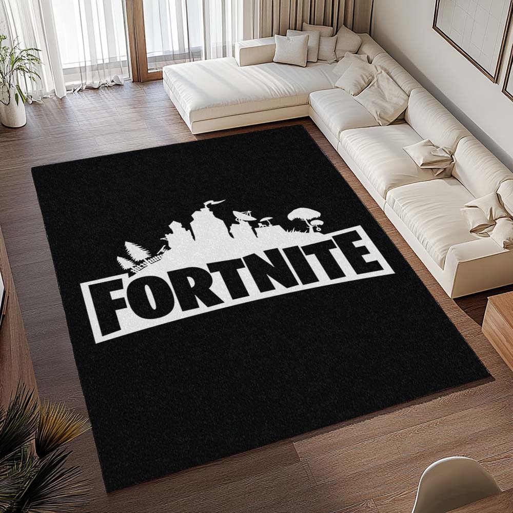 Fortnite Schwarz Weiß Logo 2 Teppich - TOK 2