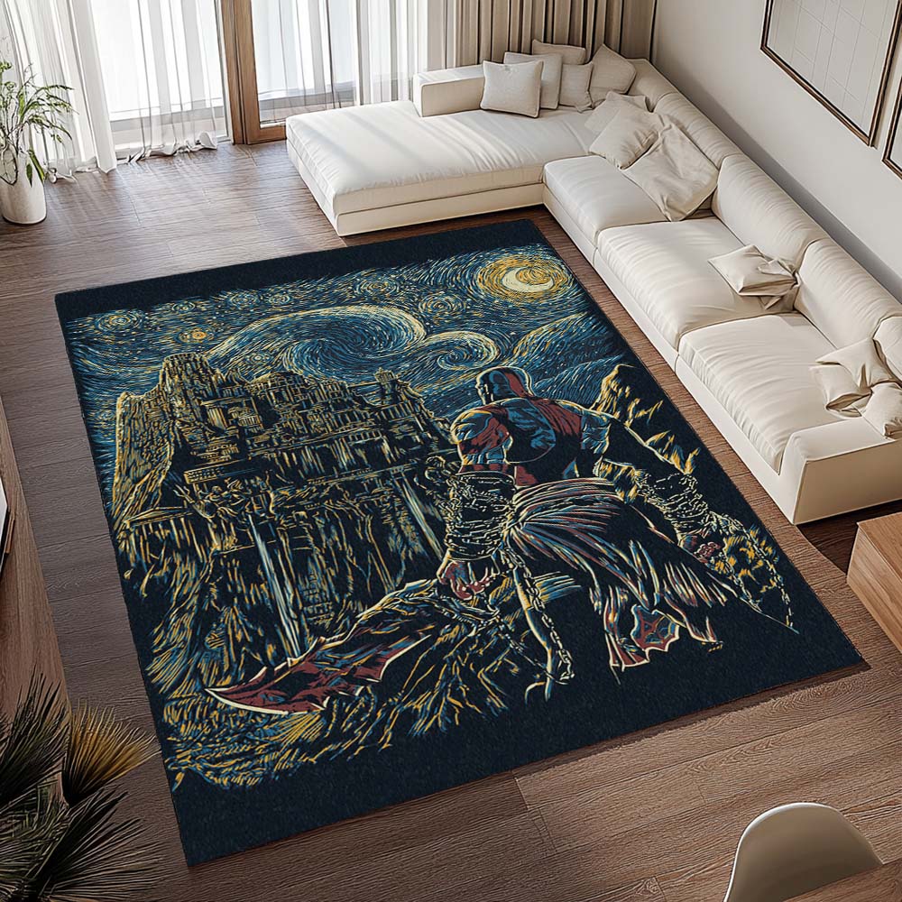 God of War Ragnarök Kratos Geist von Sparta Van Gogh Stil Teppich - TOK 2