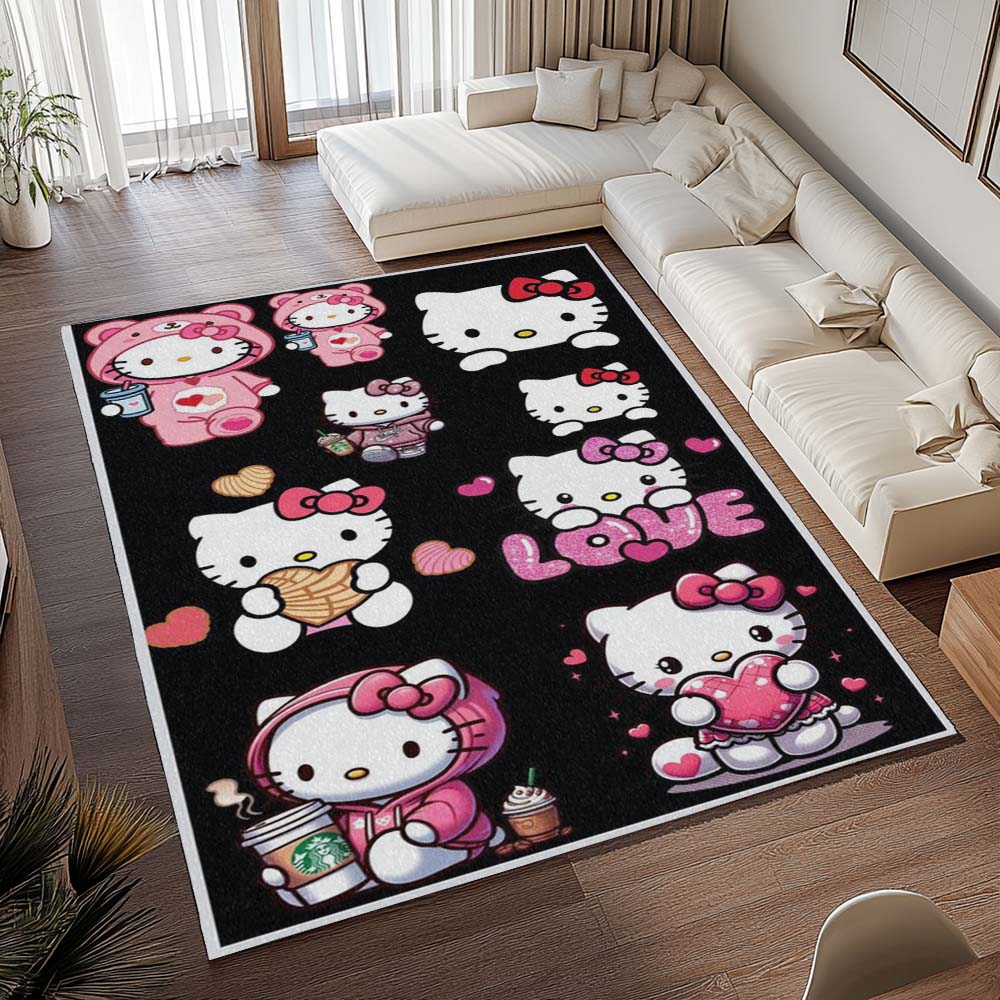 Hello Kitty – Schwarzer Hintergrund und rosa Kitty Teppich - TOK 2