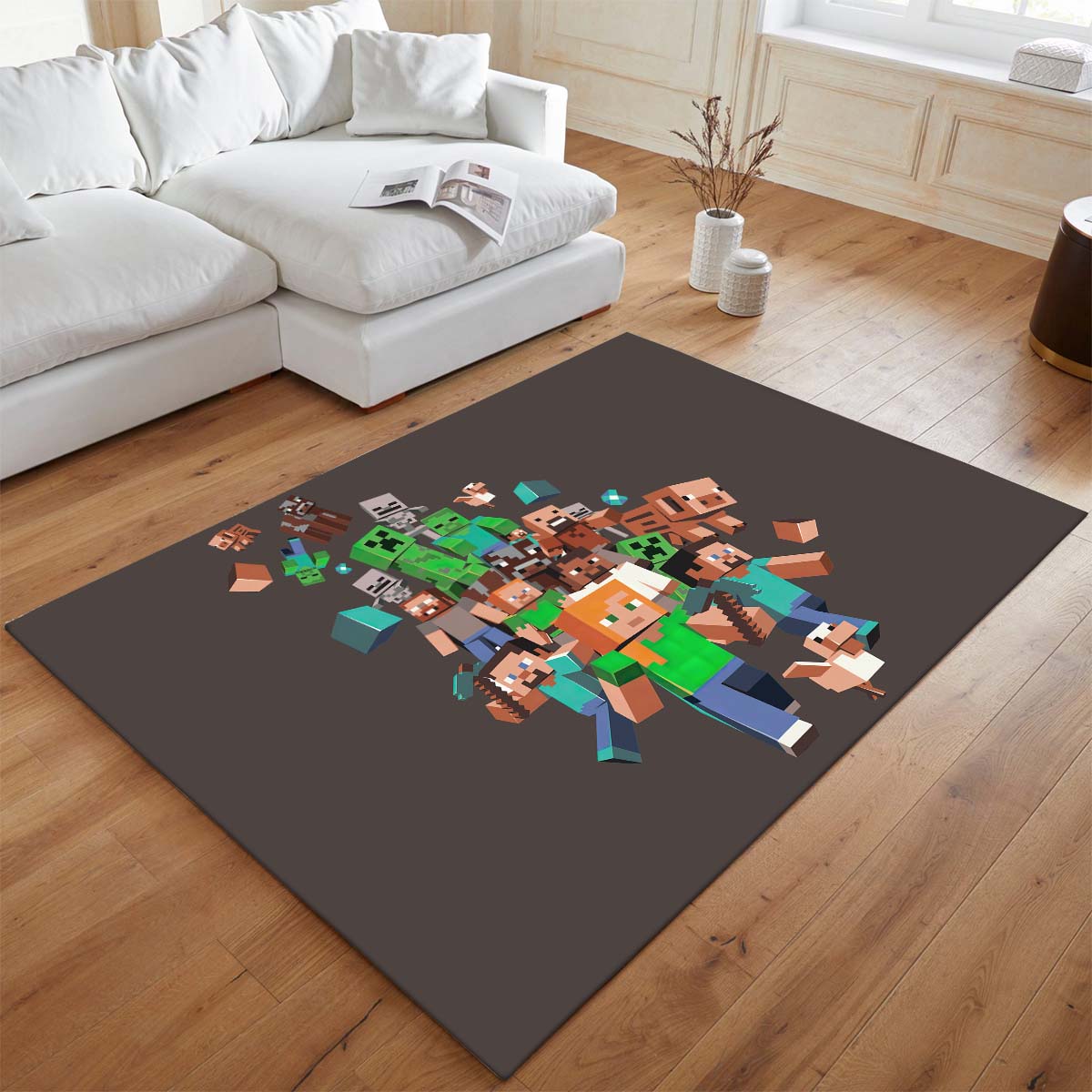 Minecraft Alle Charaktere Steve Creeper Schwein Zombie Dorfbewohner Teppich - TOK 2