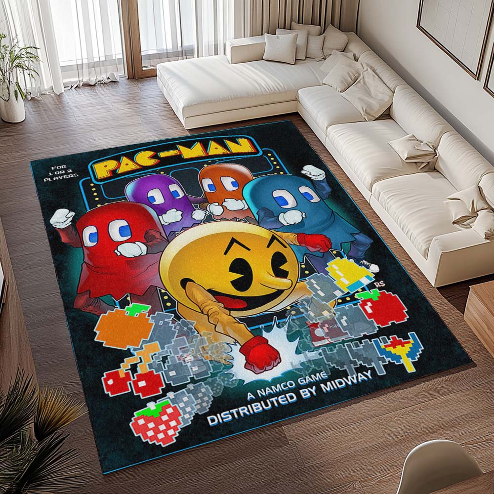 Pac-Man und alle Charaktere im Pac-Man-Spiel Teppich - TOK 2
