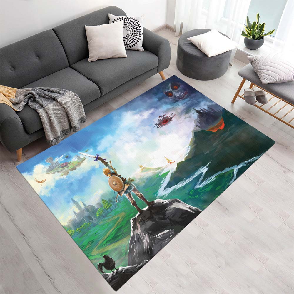 Die Legende von Zelda Link auf dem Hügel mit starkem Blick Teppich - TOK