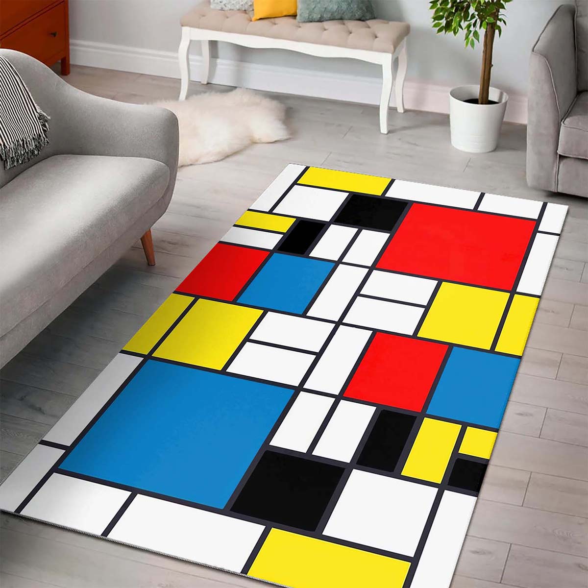 Mondrian Farbstil Teppich 3