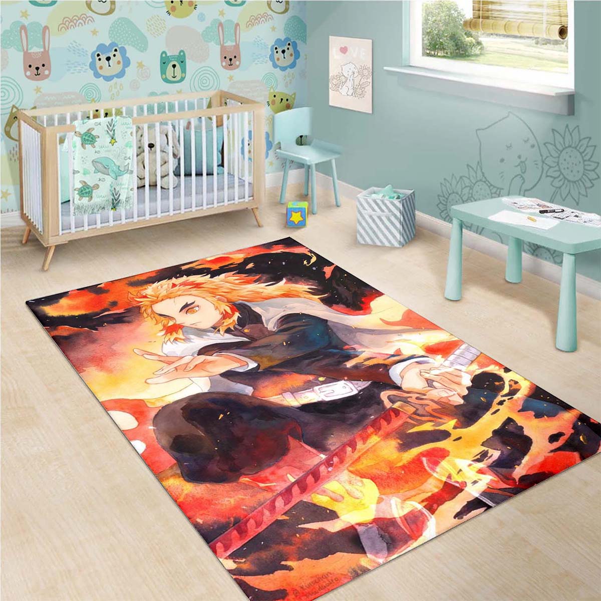 Demon Slayer Rengoku Fire 2 Teppich 3