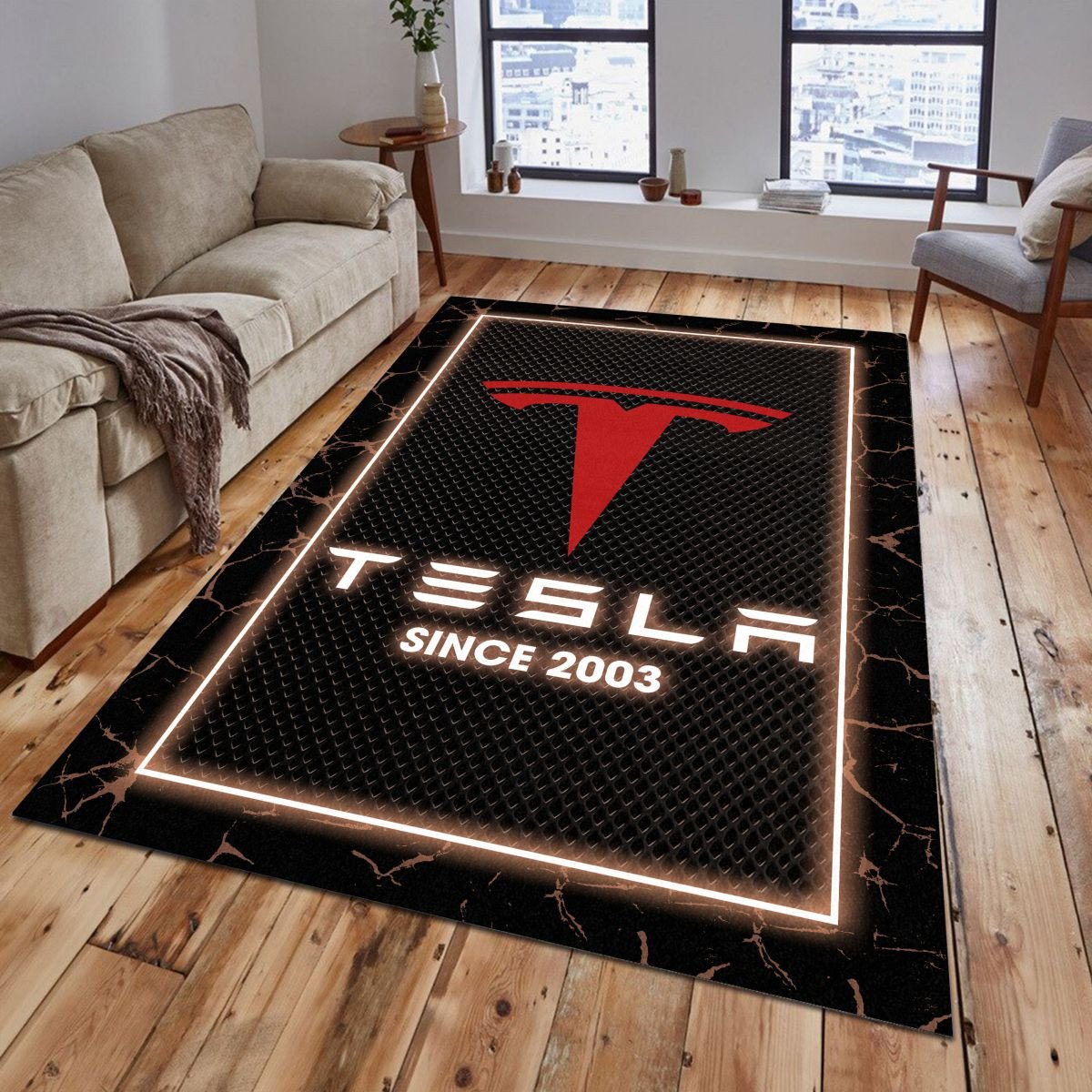 Tesla 03 Teppich - Teppich mit Automotiv-Motiv