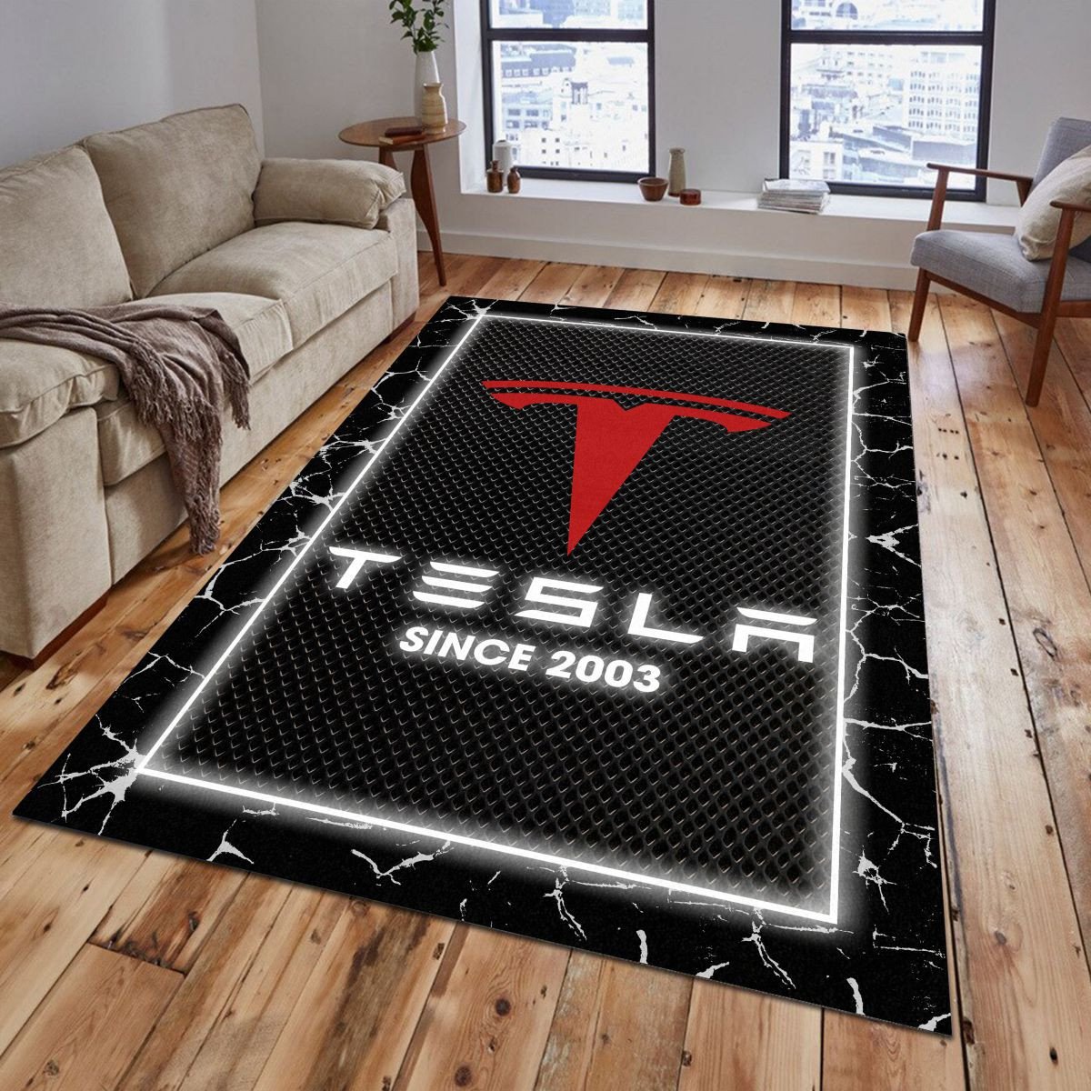 Tesla Teppich - Teppich mit Automotiv-Motiv