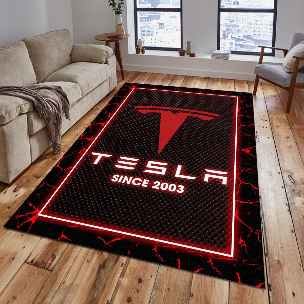 Tesla 07 Teppich - Teppich mit Automotiv-Motiv