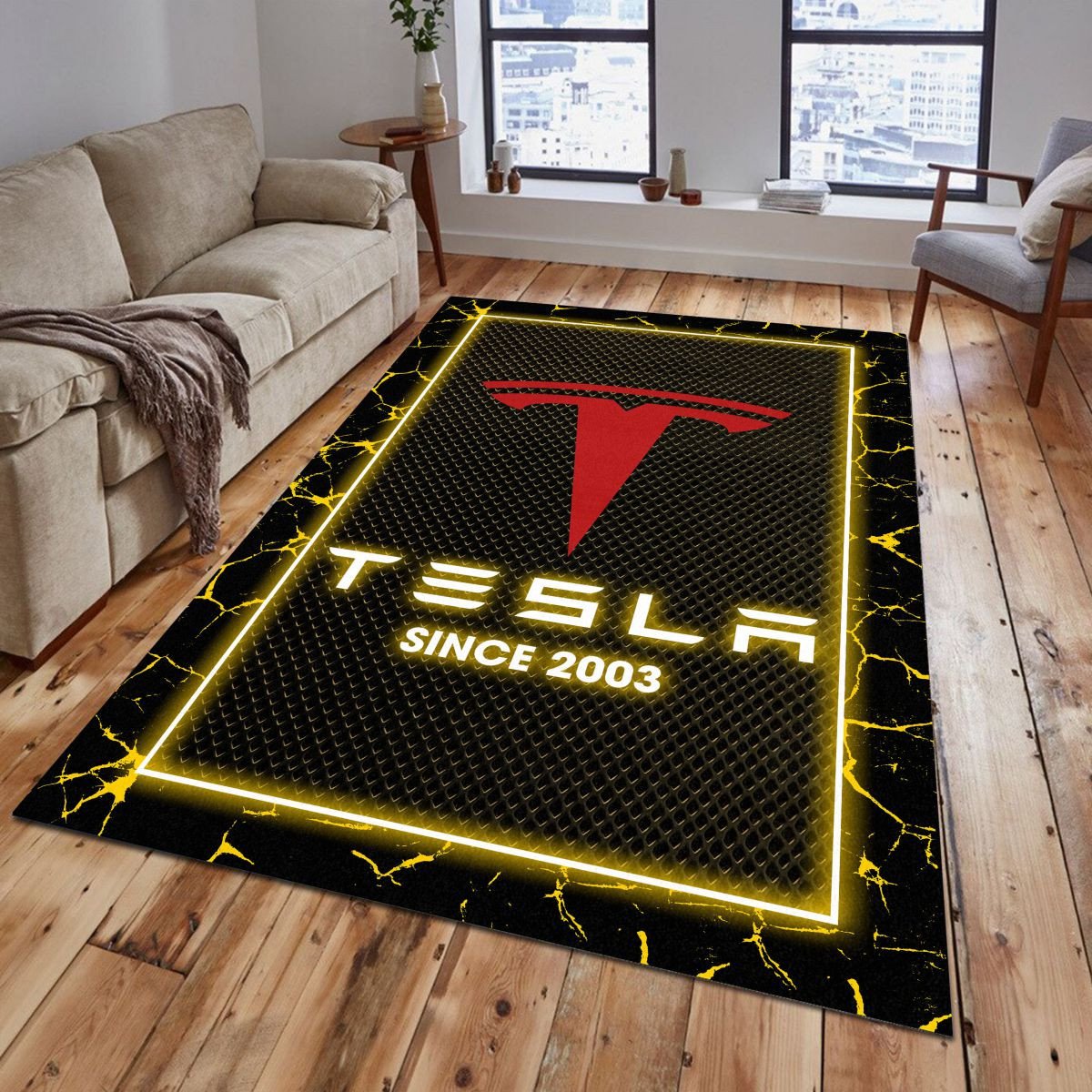 Tesla 08 Teppich - Teppich mit Automotiv-Motiv
