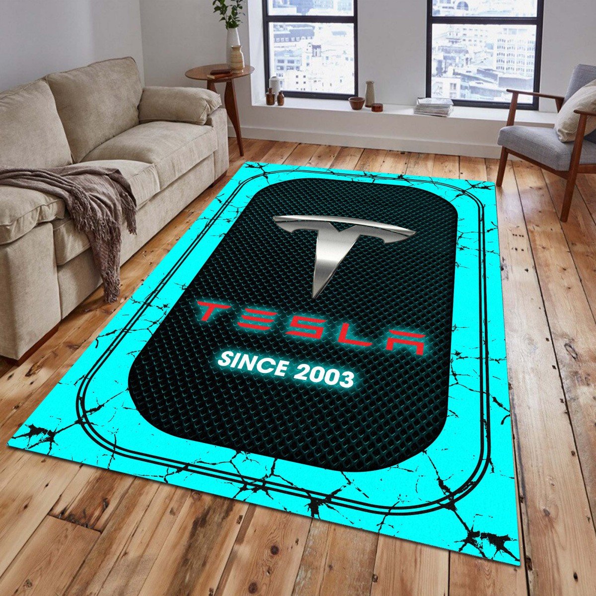 Tesla 04 Teppich - Teppich mit Automotiv-Motiv