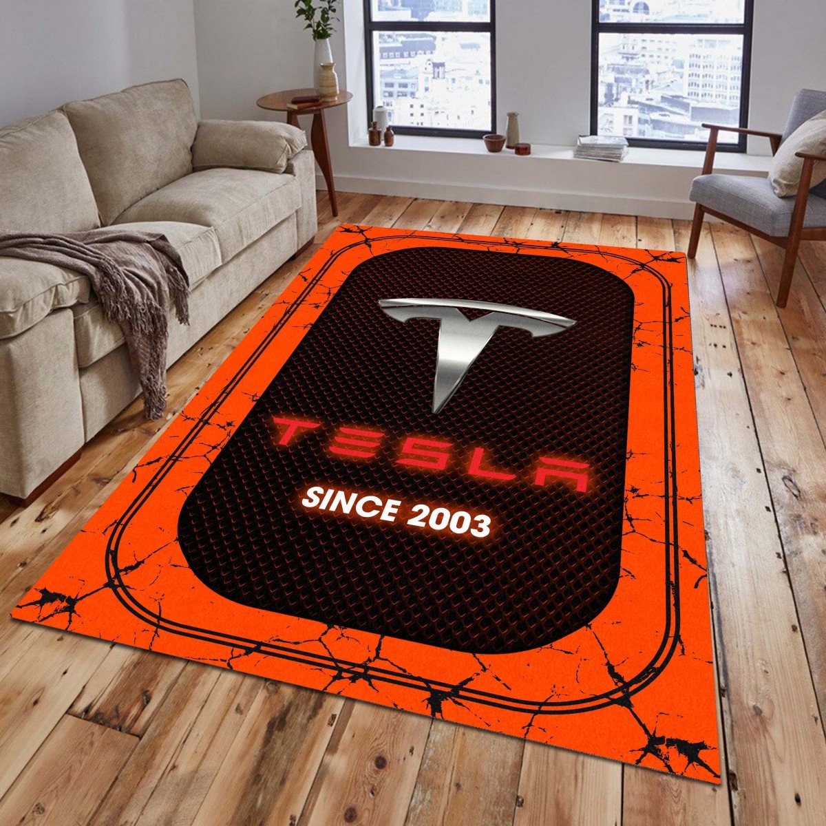Tesla 06 Teppich - Teppich mit Automotiv-Motiv
