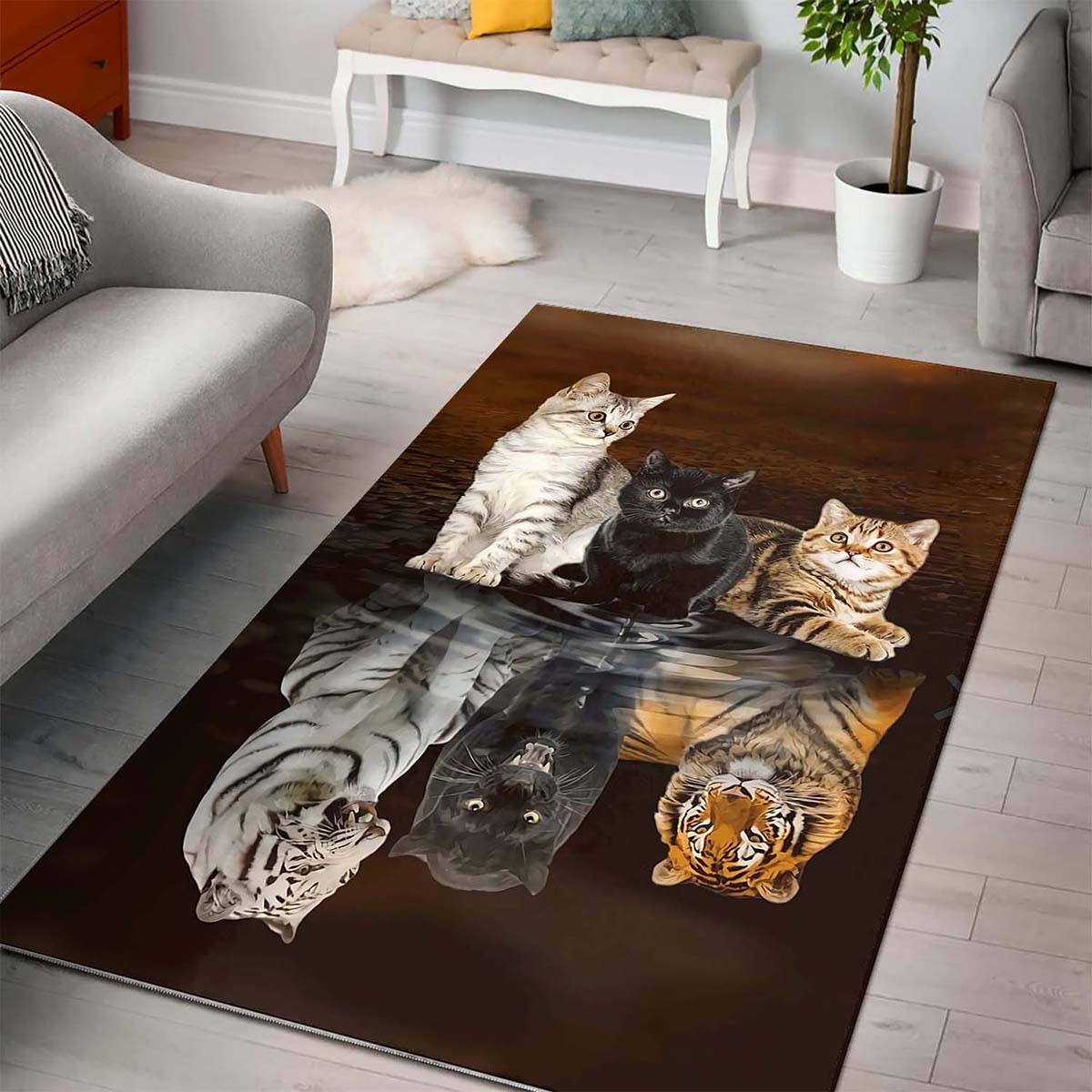 Katze Dreaming Rectangle Teppich 3
