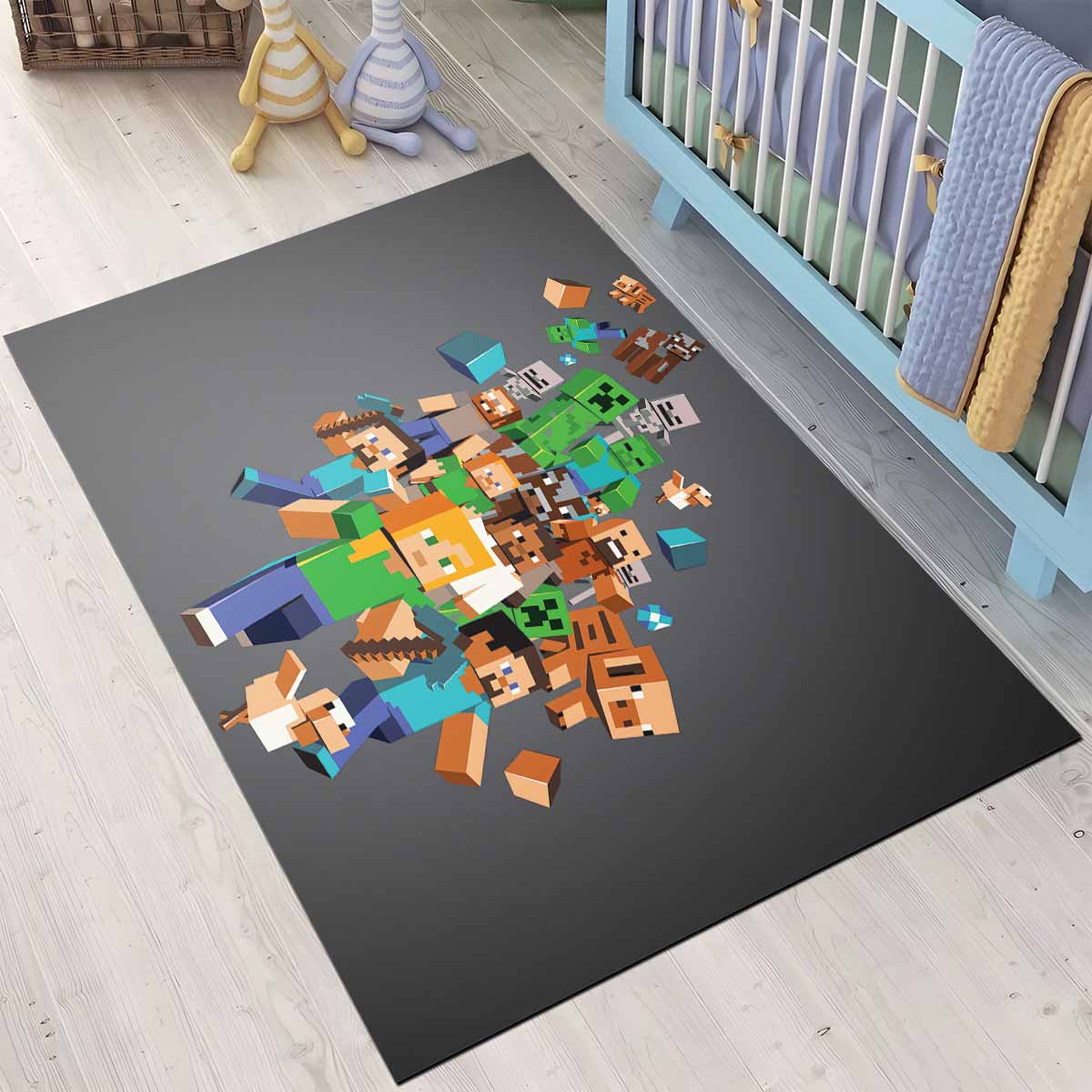Minecraft Alle Charaktere Steve Creeper Schwein Zombie Dorfbewohner Teppich 3