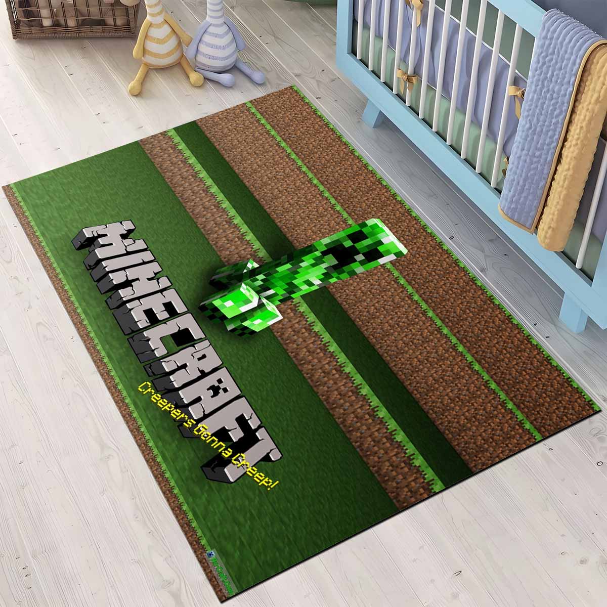 Minecraft Klassischer Creeper Unzufrieden Teppich 3