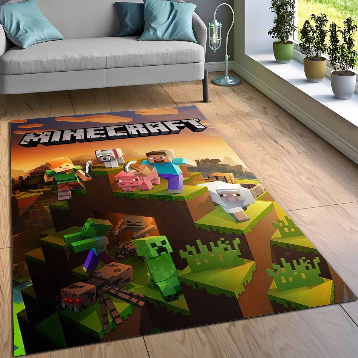 Minecraft Steve Alex Im Savannen-biom Und Alle Charaktere Teppich 3