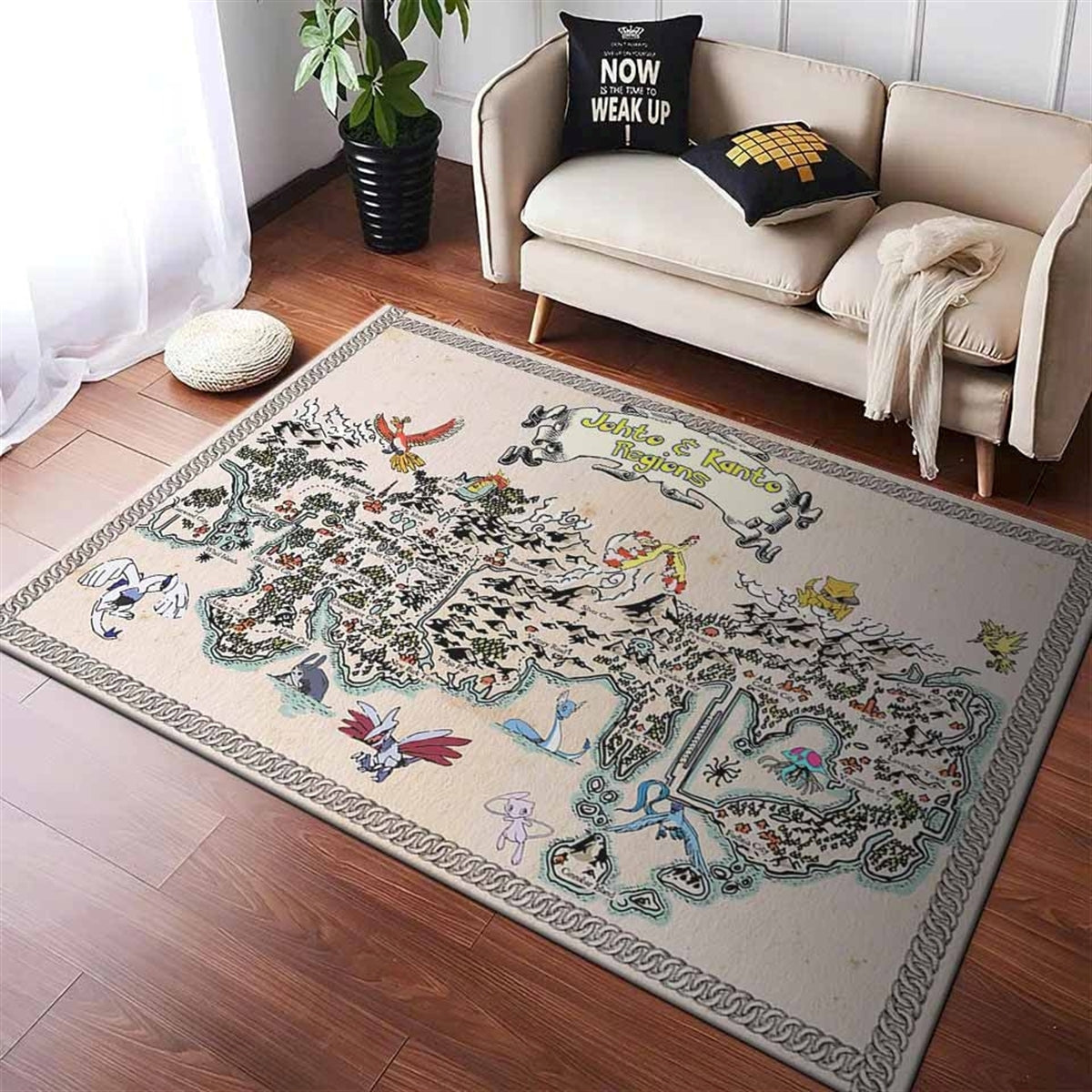 Pokemon Kanto And Johto Regions Map Teppich 3