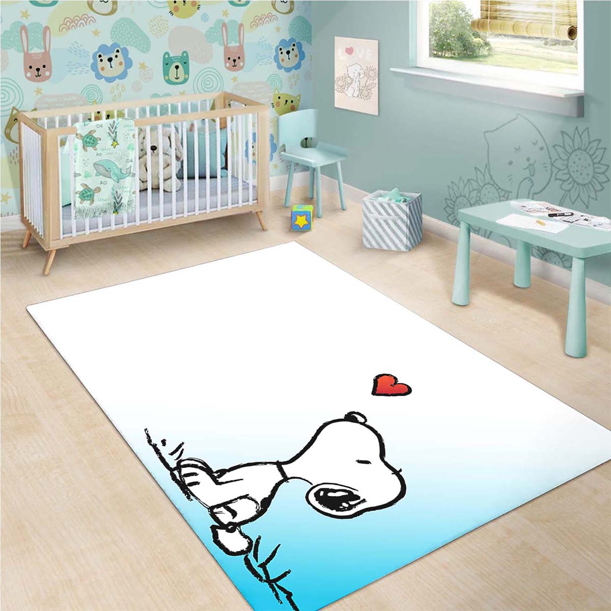 Snoopy Blue & White Teppich 3
