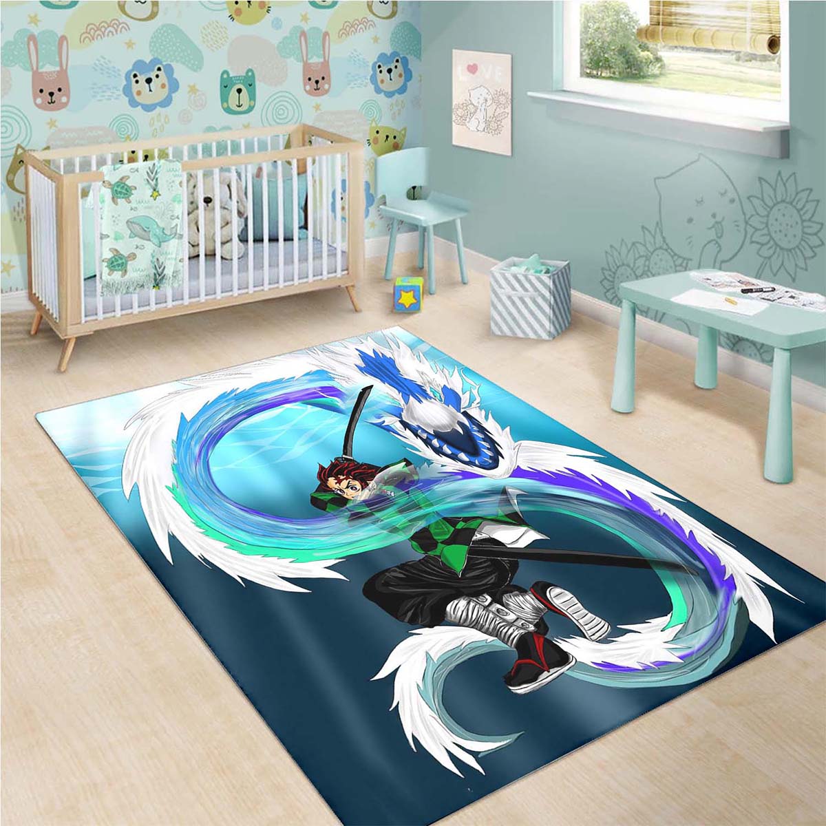 Tanjiro Water Breathing Dragon Teppich 3