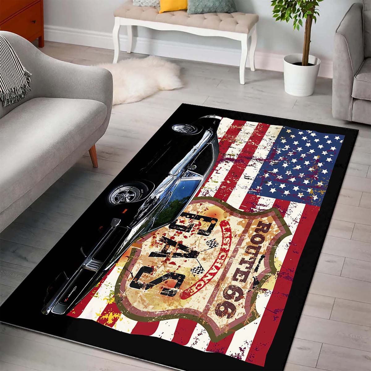 1969 Dodge Charger American Flag Teppich 3