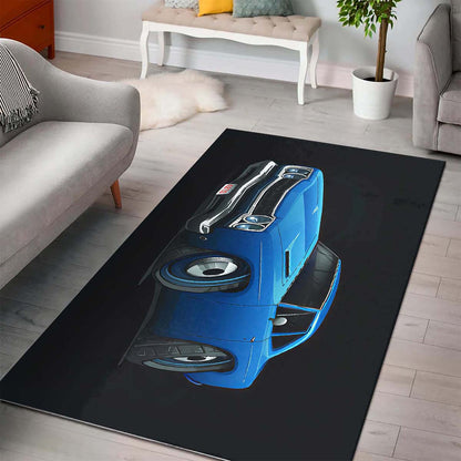 1969 Plymouth Roadrunner Blue Car Art Teppich 3