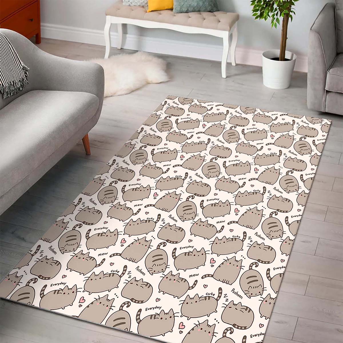 2020 Cute Pusheen Cat Pattern Teppich 3