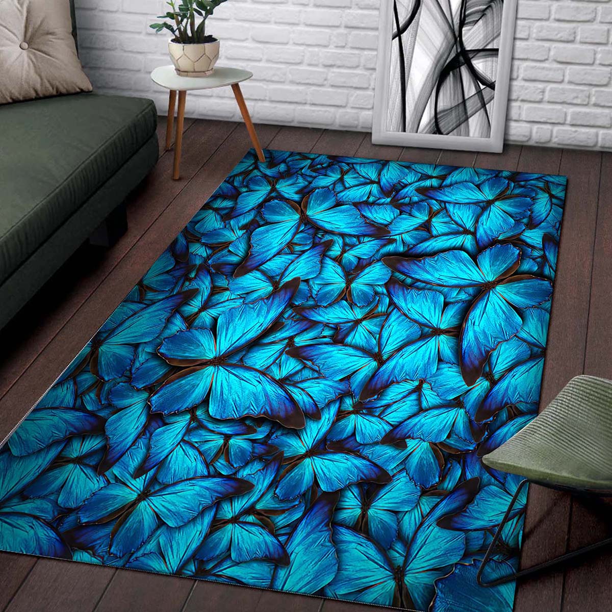 3d Blue Monarchs Sw0982 Teppich 2