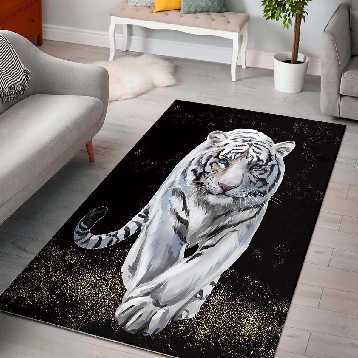 3d White Tiger Swdd0031 Teppich 3