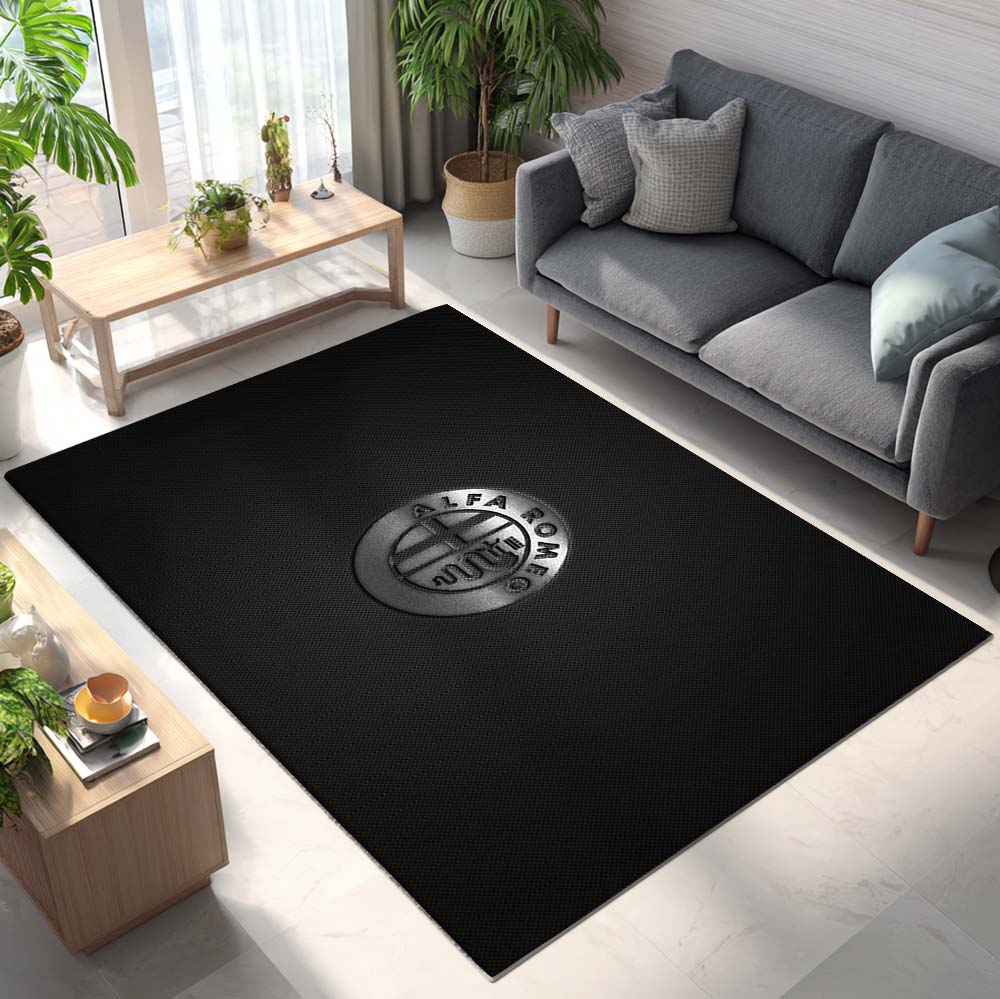 Alfa Romeo Silver Logo Style Teppich - Teppich mit Automotiv-Motiv