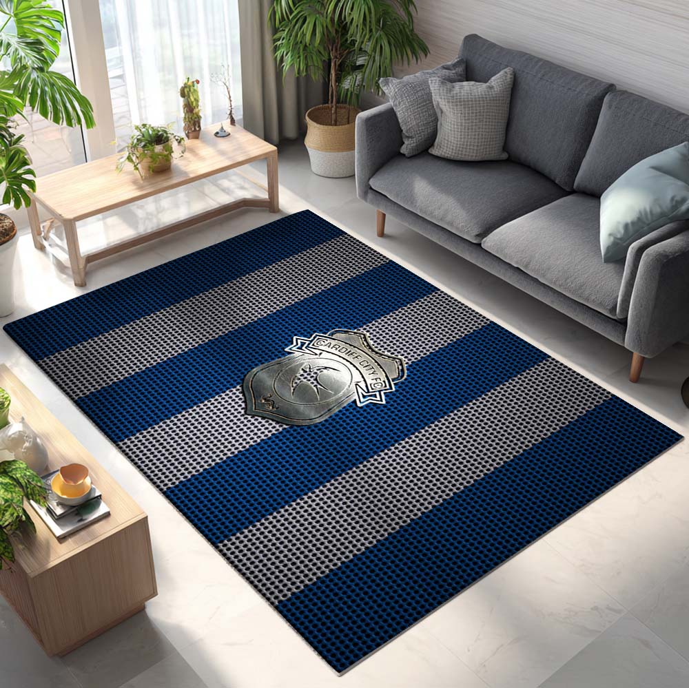 Cardiff City FC EFL Championship Blue White Metal Mesh Teppich 2