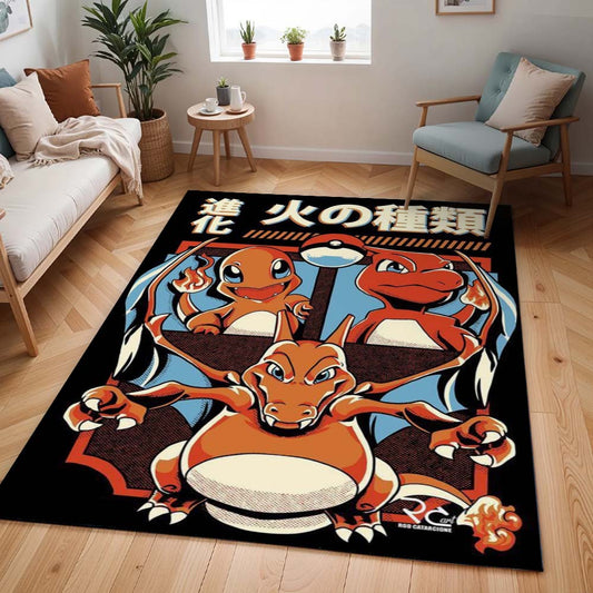 Glumanda Glutexo Glurak Feuer-Pokémon  - Charmander Charmeleon Charizard Fire Pokemon 2 Teppich - TOK