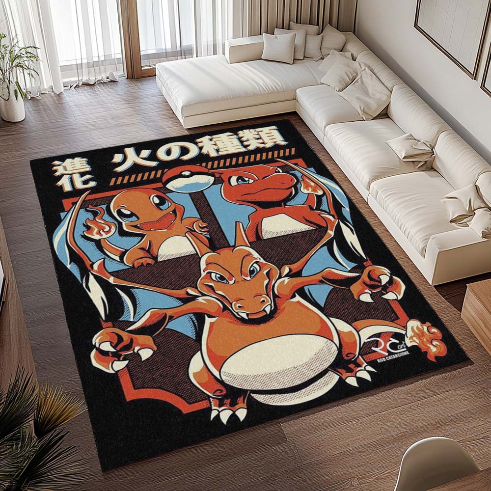 Glumanda Glutexo Glurak Feuer-Pokémon  - Charmander Charmeleon Charizard Fire Pokemon 2 Teppich - TOK 2
