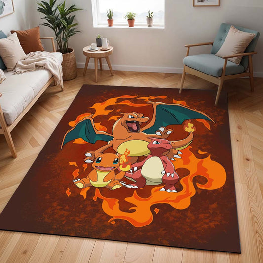 Glumanda Glutexo Glurak Feuer-Pokémon  - Charmander Charmeleon Charizard Fire Pokemon 3 Teppich - TOK