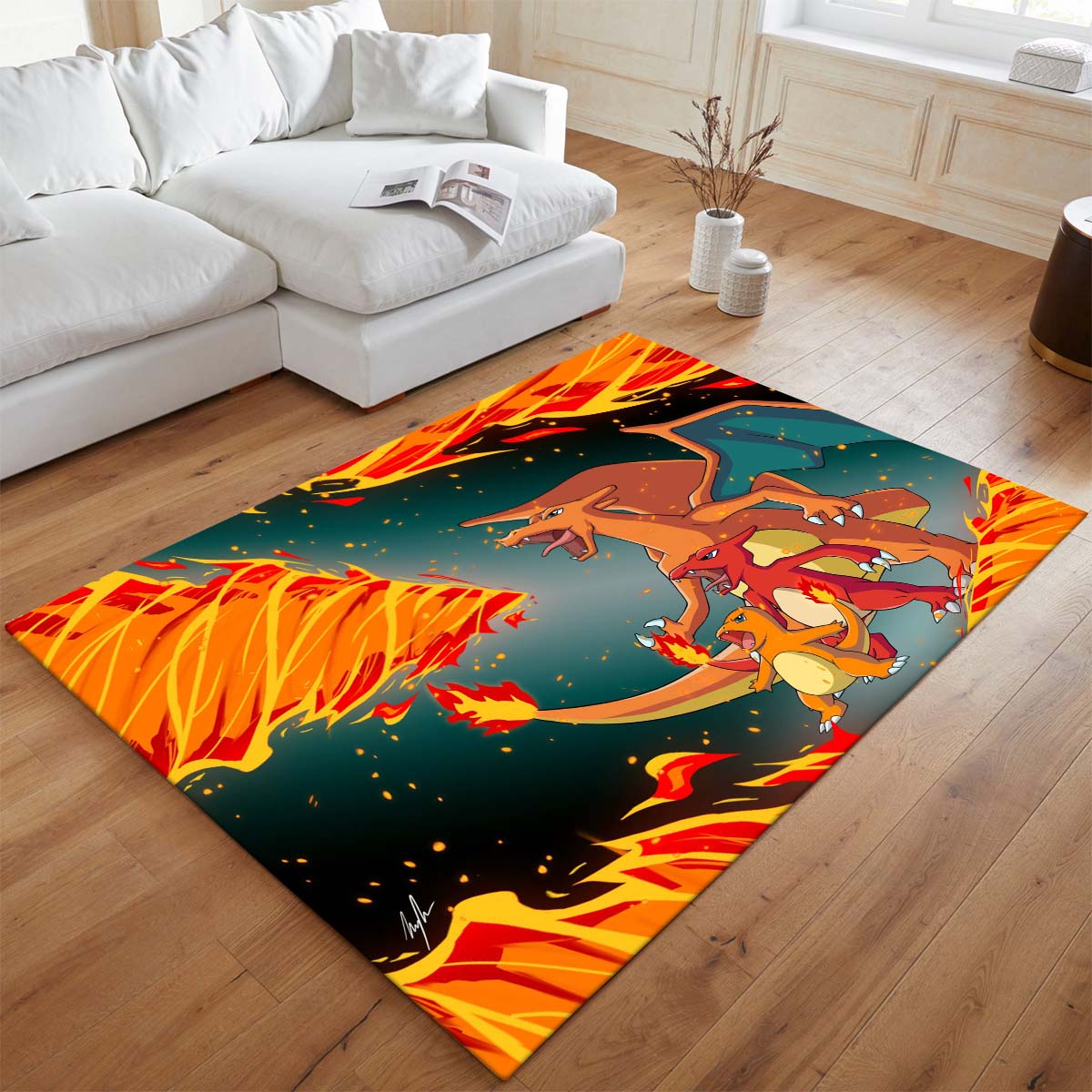 Glumanda Glutexo Glurak Feuer-Pokémon  - Charmander Charmeleon Charizard Fire Pokemon 4 Teppich - TOK 2