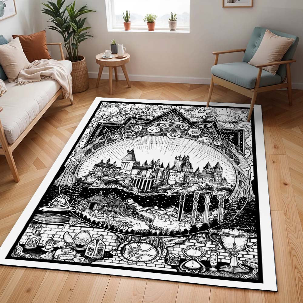 Harry Potter Schule von Hogwarts und Symbole Teppich - TOK