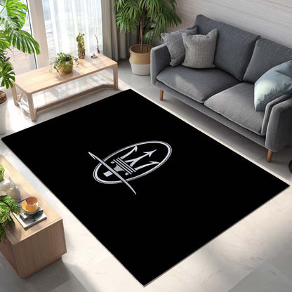 Maserati Symbol Black Background Teppich - Teppich mit Automotiv-Motiv