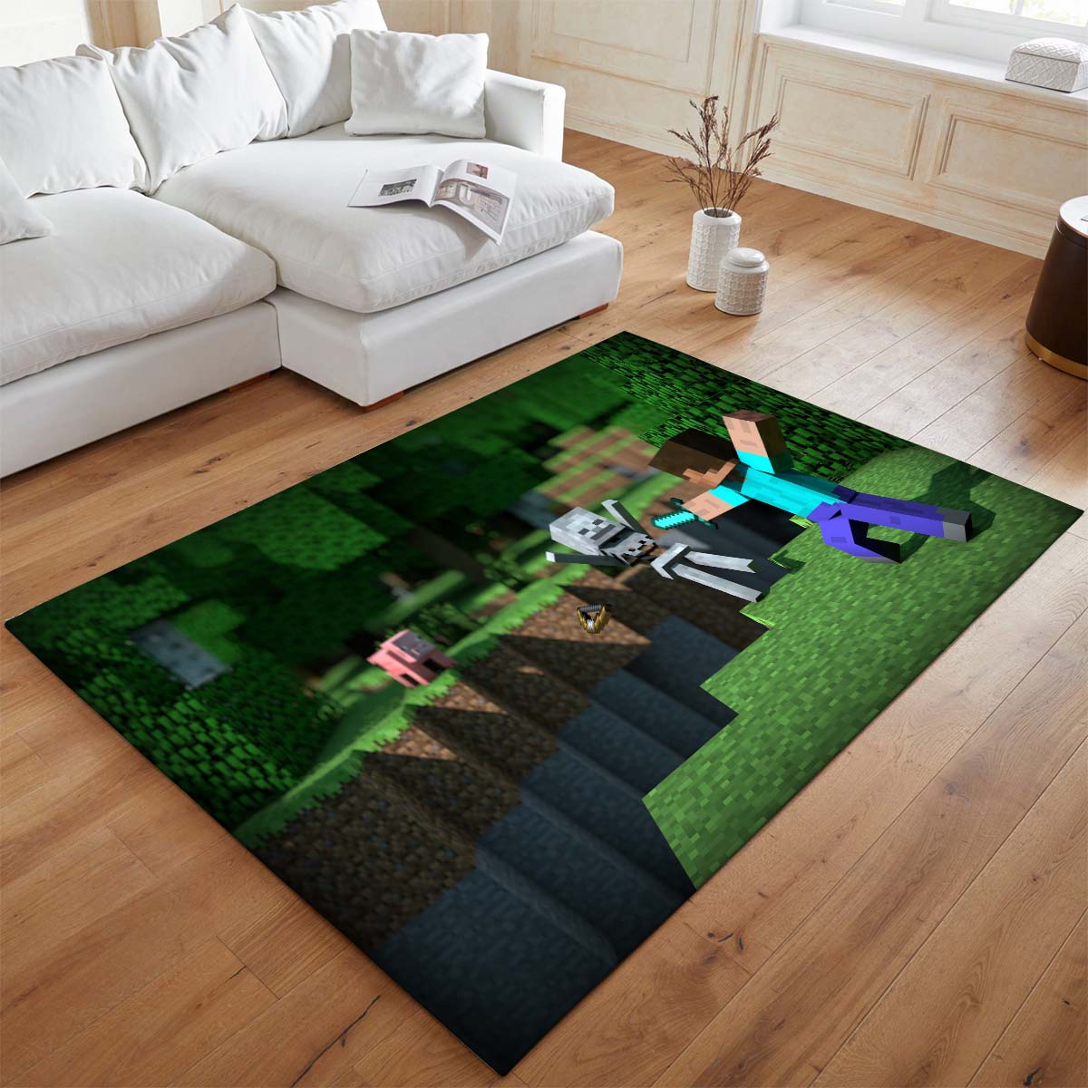 Minecraft Steve Kampf gegen den Feind Teppich - TOK 2