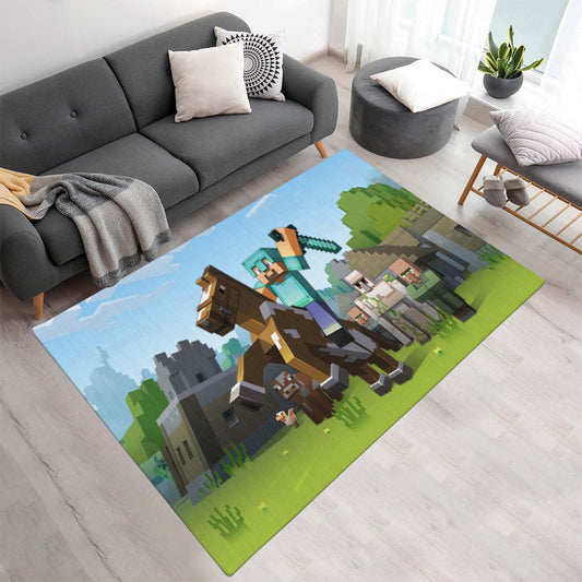 Minecraft Steve reitet auf Herobrine mit Schwert Teppich - TOK