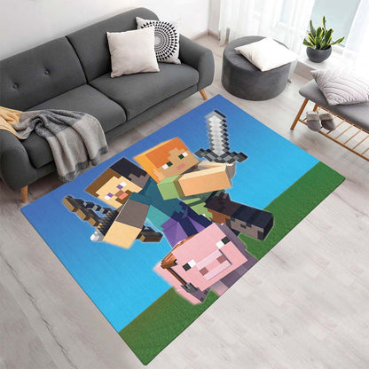 Minecraft Steve mit Schwein Spielzimmer Teppich - TOK