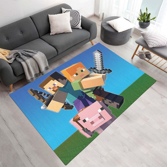 Minecraft Steve mit Schwein Spielzimmer Teppich - TOK
