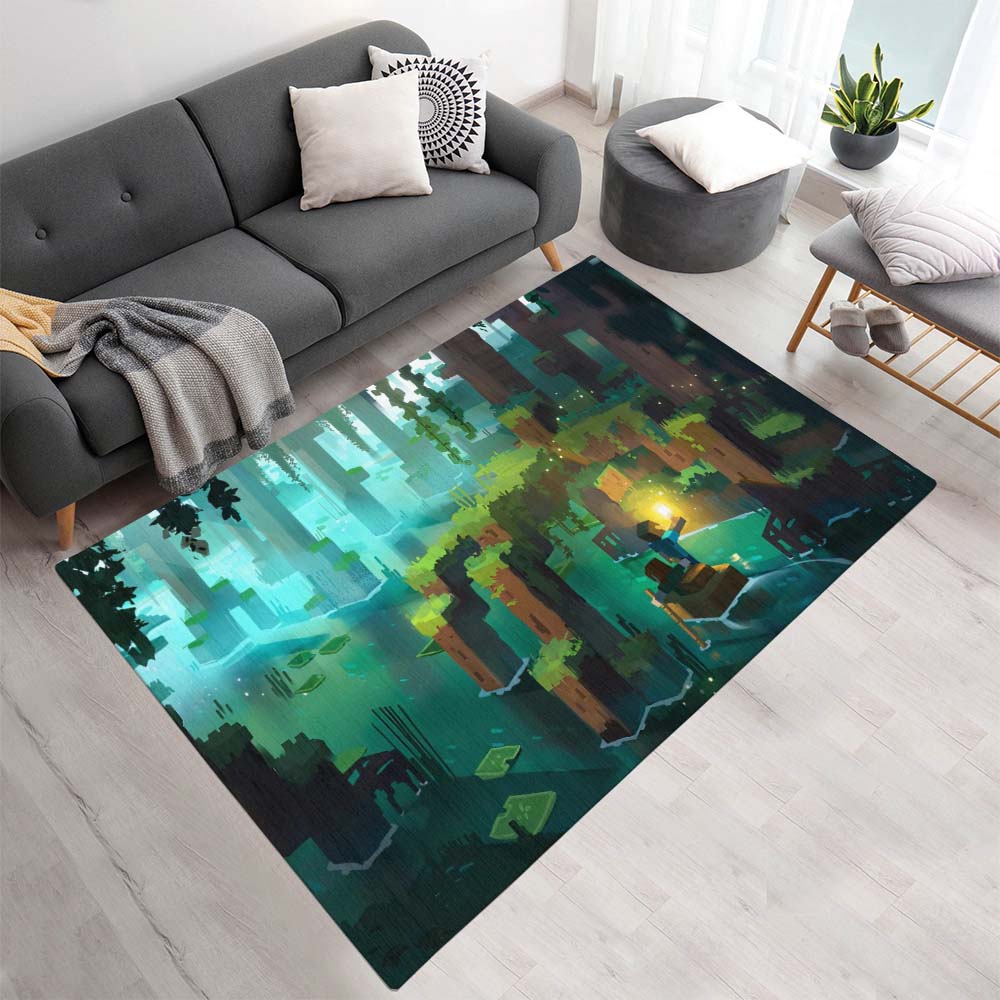 Minecraft Wald Fluss Szene Teppich - TOK