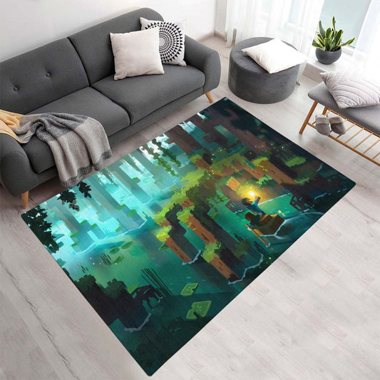 Minecraft Wald Fluss Szene Teppich - TOK