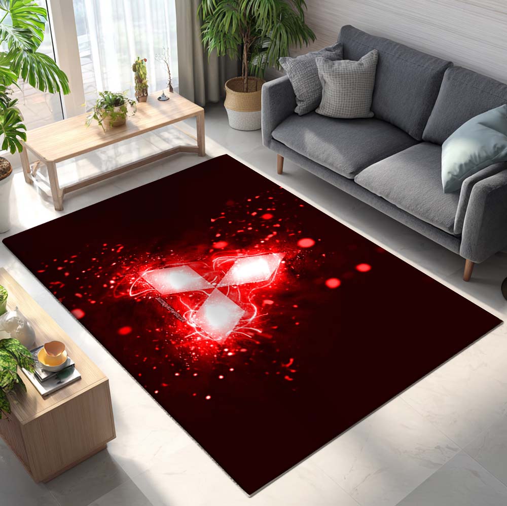Mitsubishi Red Neon Lights Teppich - Teppich mit Automotiv-Motiv