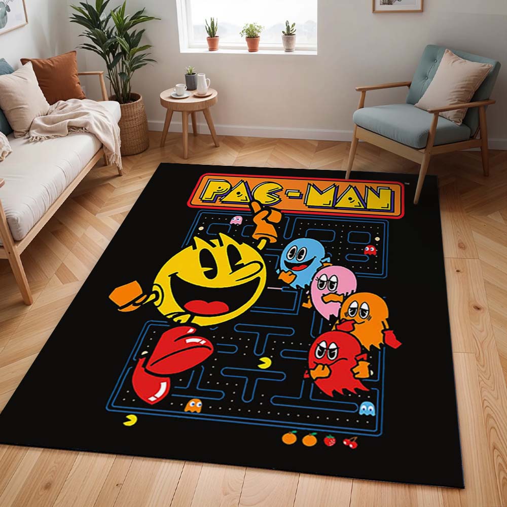 Pac-Man und Power-Pellets Geister mit Früchten im Spiel Teppich - TOK