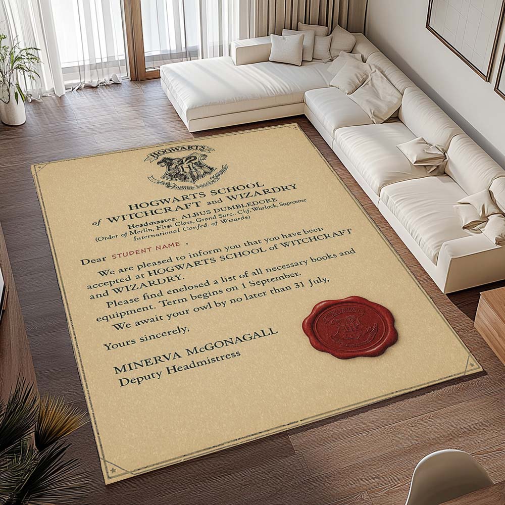 Personalisierter Hogwarts-Brief für Schüler mit eigenem Namen Teppich - TOK 2