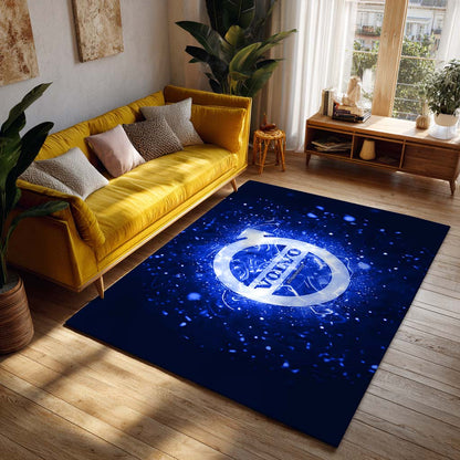 Volvo Blue Neon Lights Teppich - Teppich mit Automotiv-Motiv-2