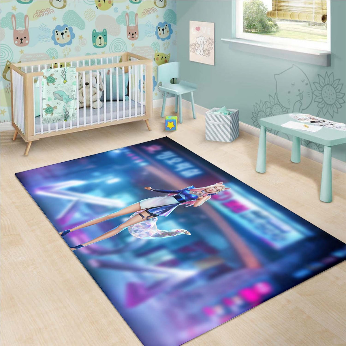 Ahri Kda K Pop Neon Teppich
