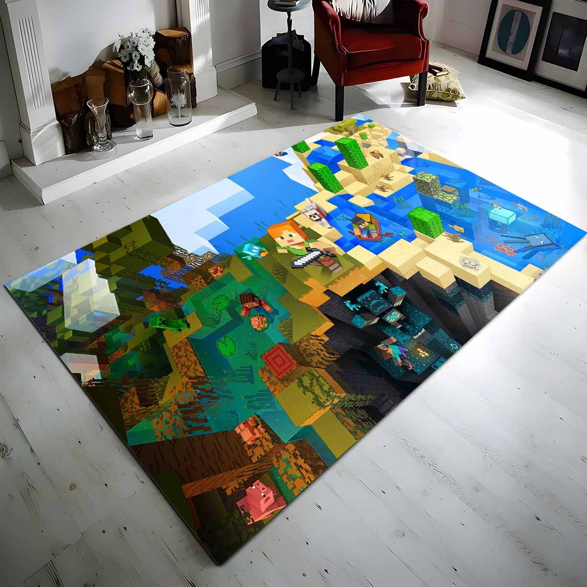 Alex In Der Minecraft-welt Teppich
