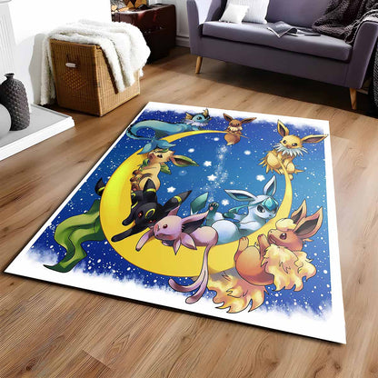 Pokmon Auf Dem Mond All Eevee Evolutions Pokemon On Moon Teppich